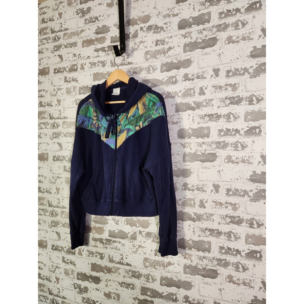 Offline By Aerie Full Zip Hoodie Womens Size L Blue Tropical Floral - Picture 7 of 16